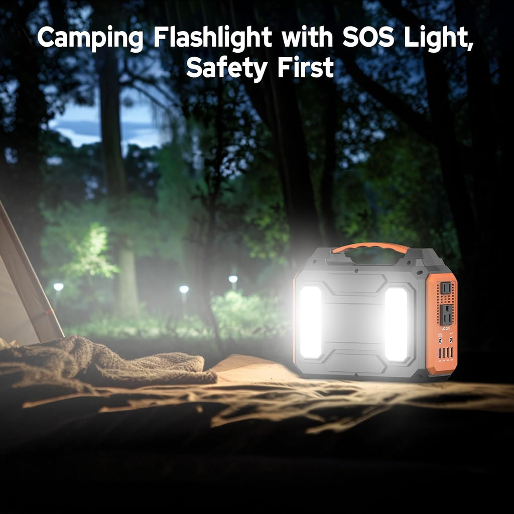 Portable Solar Generator with Panel,300W Portable Power Station with Foldable 60W Solar Panel, 110V AC Outlet Camping Solar Power Bank Lithium Battery Pack for Home Use RV Outdoor Power Outage