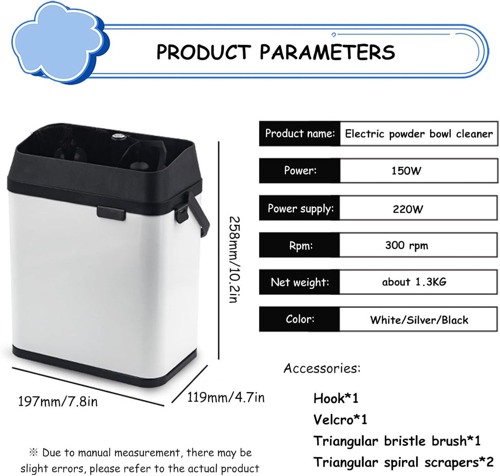Electric Portafilter Cleaning Machine, Portafilter Cleaner Electric, 3L Large Capacity, 300 RPM Coffee Filter Holder Cleaner with 2 Scrapers and Brush, for Home or Coffee Bar Black