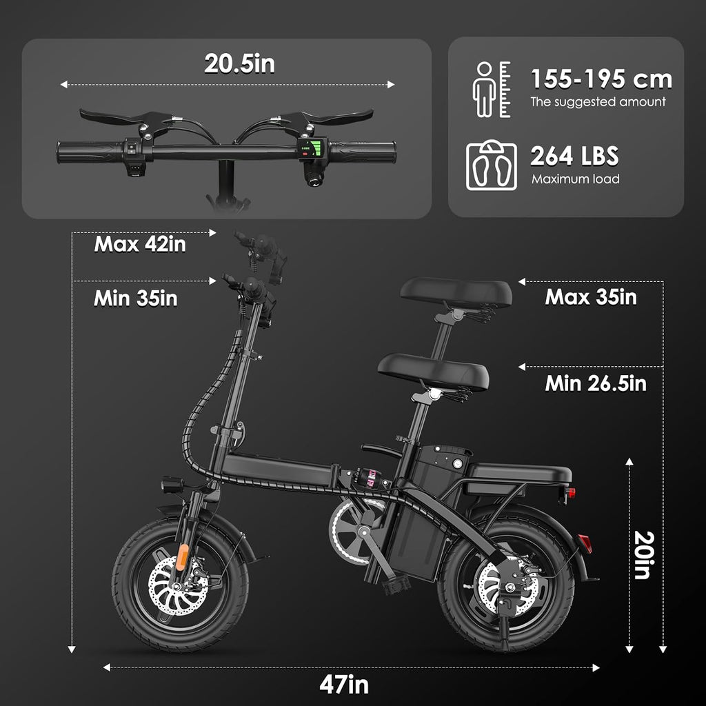 REOCRO Folding Electric Bike for Adults and Teens, 14' Mini E-Bike with 500W Motor, Foldable Ebike with 48V Removable Battery UL 2849 Certified, Commuter Electric Bicycle with 25-30 Miles PAS Range