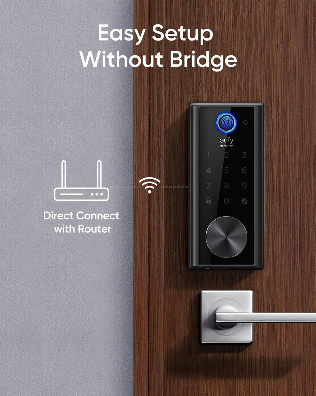 eufy Security Smart Lock S230, Keyless Fingerprint Lock for Front Door, Easy Installation, Built-in Wi-Fi, Reliable App for Remote Access, One-Year Battery Life, BHMA Certified, IP65 Weatherproof