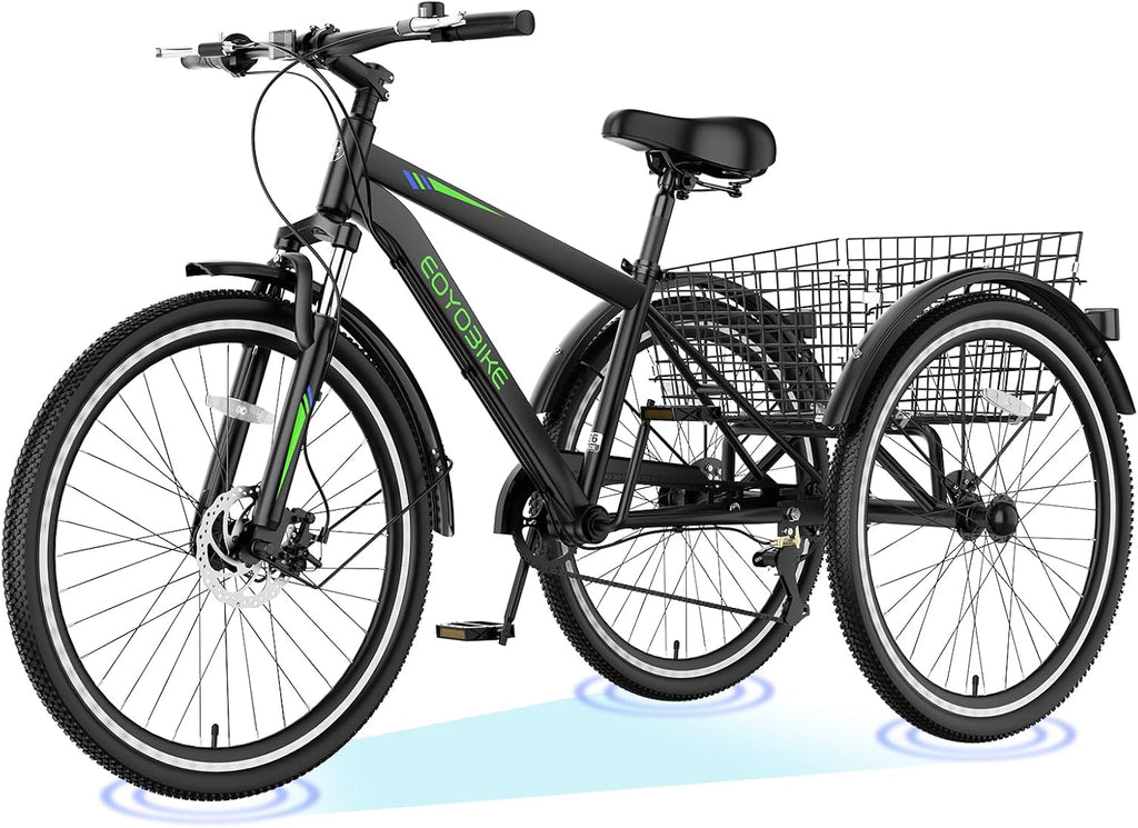 ABORON Adults Tricycle, 3 Wheels Bike for Adult, Tricycle for Adults, Double-Wall Wheel Rims, Tricycle for Women Men Exercise Outdoor Sports