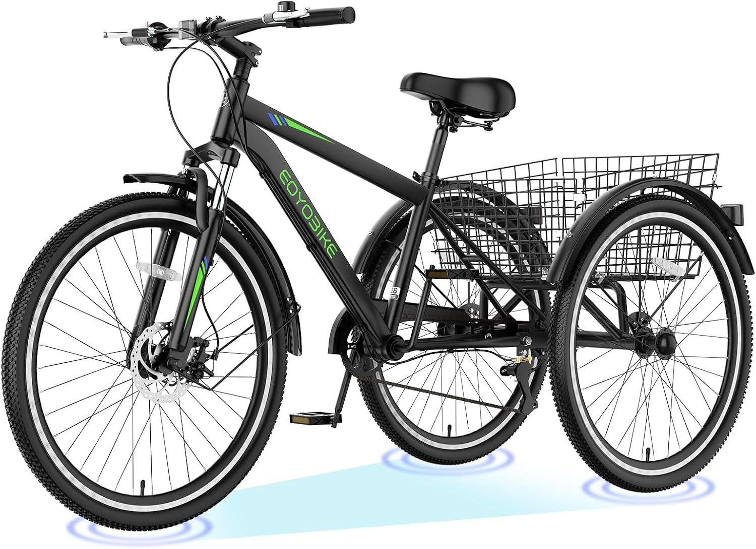 ABORON Adults Tricycle, 3 Wheels Bike for Adult, Tricycle for Adults, Double-Wall Wheel Rims, Tricycle for Women Men Exercise Outdoor Sports