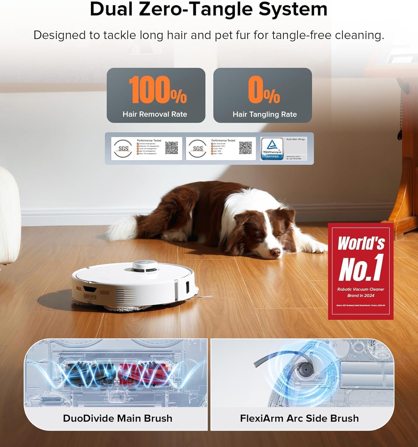 roborock Qrevo Edge Robot Vacuum and Mop, 18,500Pa Suction, Zero-Tangling, AdaptiLift Chassis, Hot Water Mop Washing & Dock Self Cleaning (Renewed)