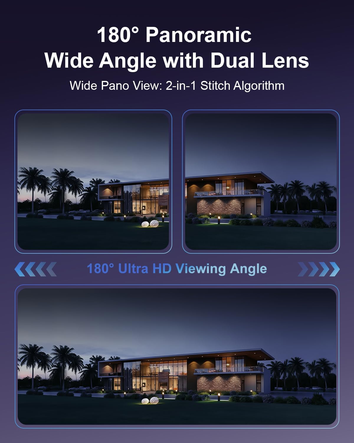Anpviz 4K 8MP Dual Lens PoE IP Camera Outdoor, 180° Panoramic Security IP Camera, Smart Dual Light Color Night Vision, Human/Vehicle Detection, Two Way Audio, 512GB SD Slot, Full Metal IP66, NDAA