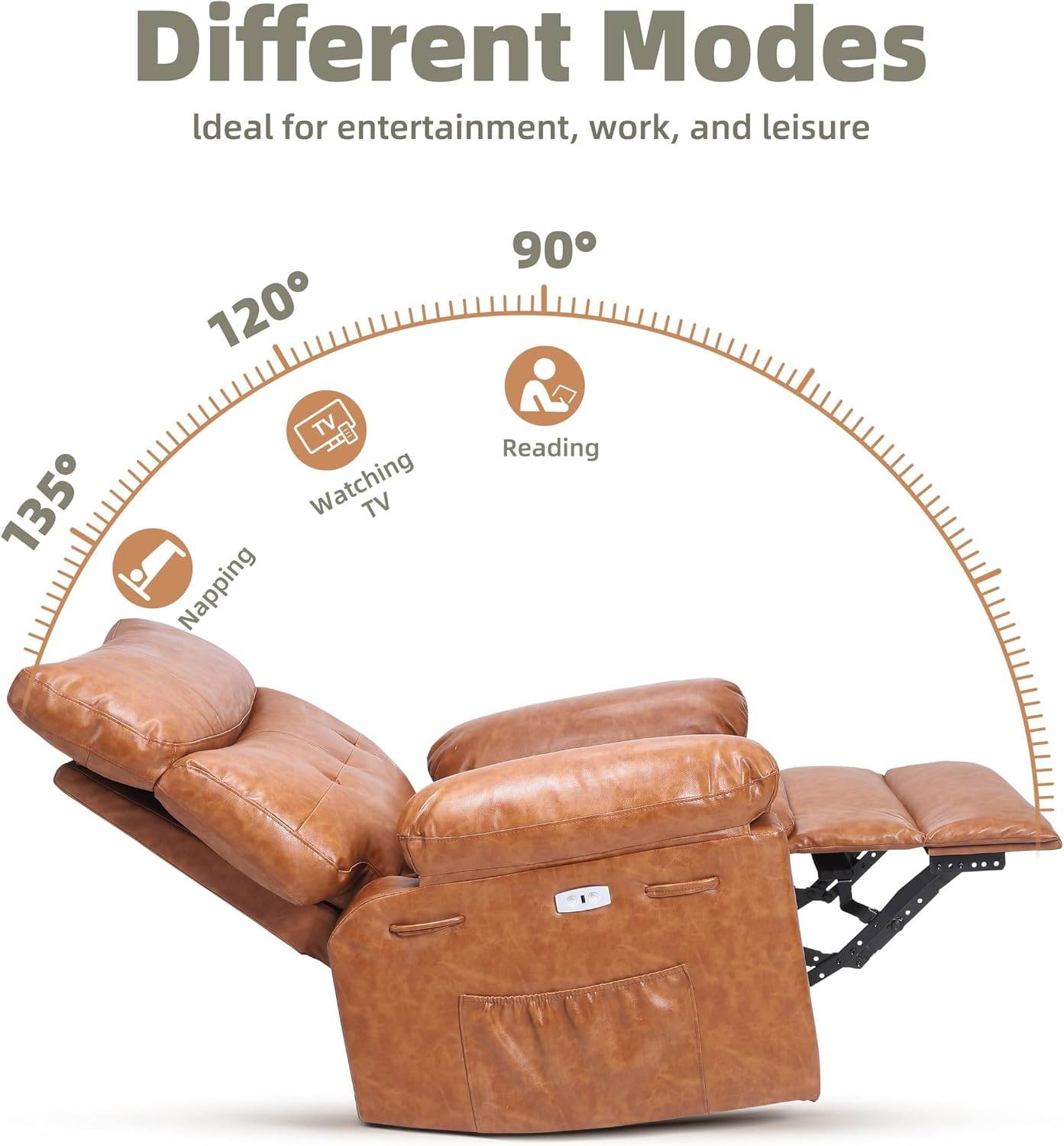 GarveeHome Power Rocker Swivel Recliner Chair - Heat and Massage, PU Leather Electric Glider Rocking Chair with USB Port, Glider Recliner Nursery Chair for Living Room, Bedroom, Nursery
