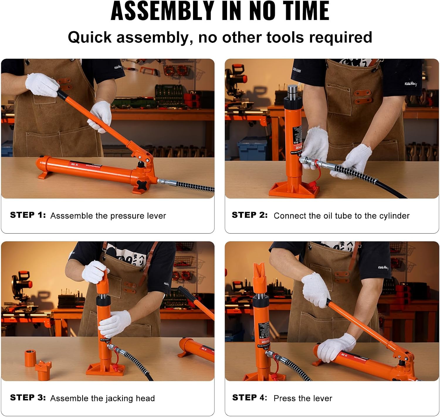 VEVOR Porta Power Kit, 10 Ton Load, Portable Hydraulic Jack with 4.6 ft Extended Oil Hose, Long Handle Design, Auto Body Frame Repair Kit with Portable Storage Case for Car Repair, Truck, Farm