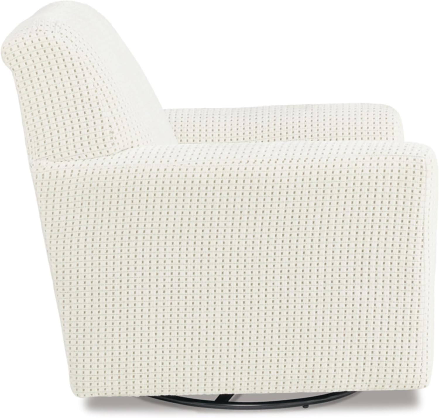 Signature Design by Ashley Herstow Casual Polka Dot Upholstered Swivel Glider Accent Chair, White & Beige