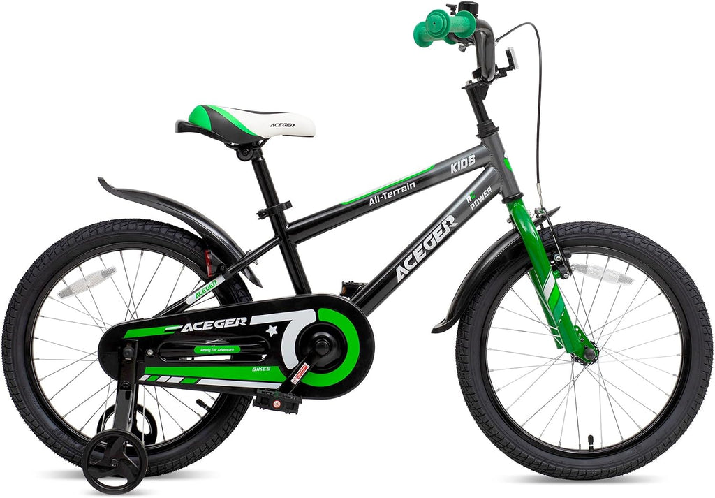 ACEGER Simon Kids Bike for Boys Girls Toddlers, Unisex for Aged 3-13 Years, 12 14 16 18 Inch Children Bicycle with Training Wheels, 20 Inch Bike with Kickstand