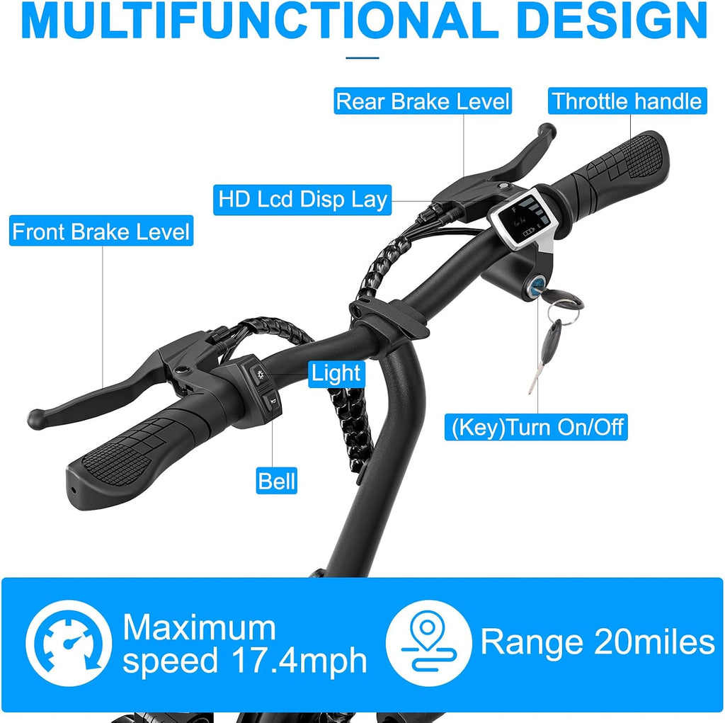 Adult Electric Scooter with Seat for Adults Power by 500W Motor, Electric Scooter Adults E Bike with 14' Pneumatic Tire and 20 Miles Range, Electric Bicycle for Women/Man Pro (Silver)