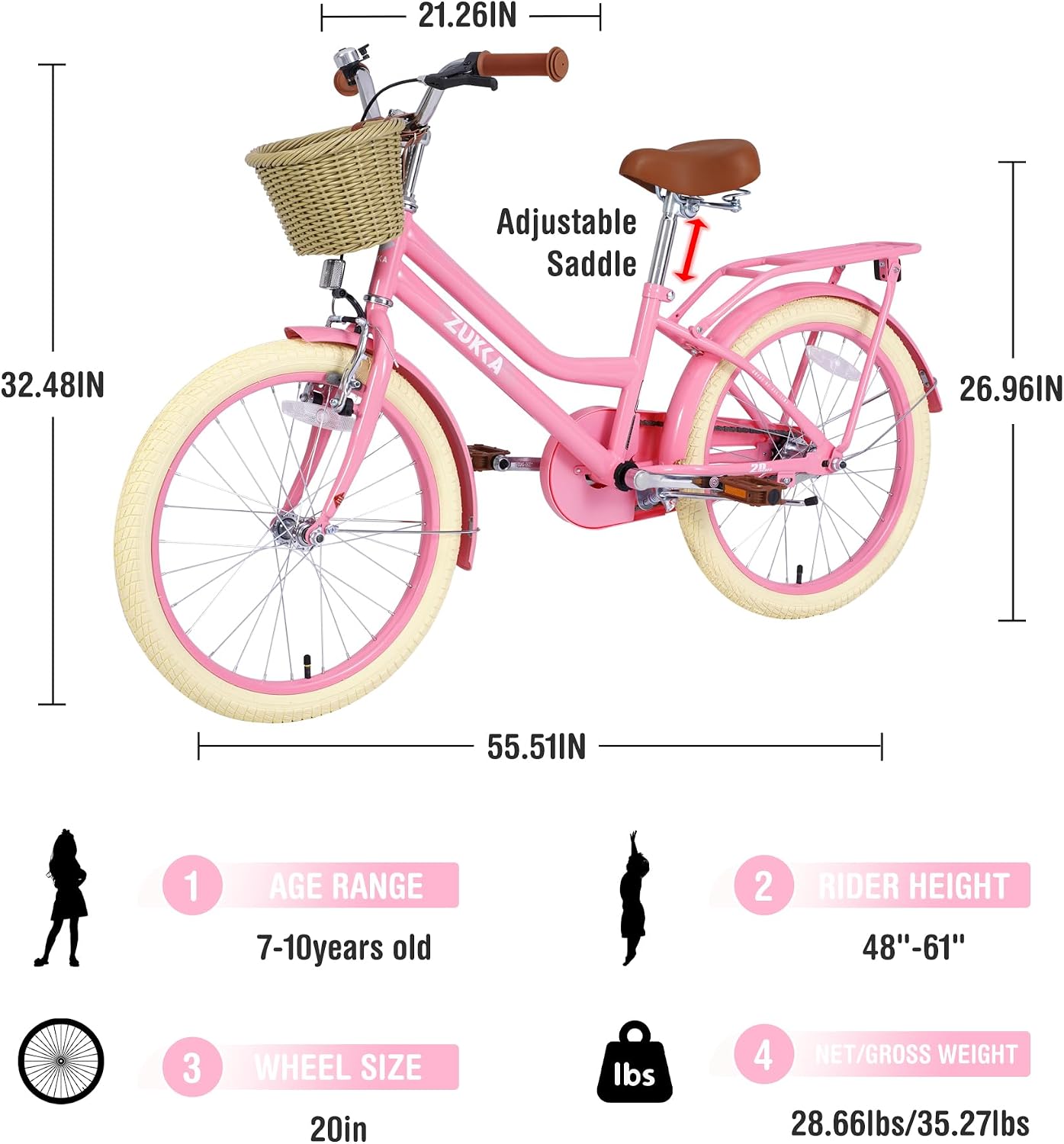 MEGHNA Cruiser Bike 20 inch/24 inch Wheels Girls Women Bike Single Speed Commuter Bike with Basket V-Brake and Coast Brake Women Ladys Bicycle, Multicolors