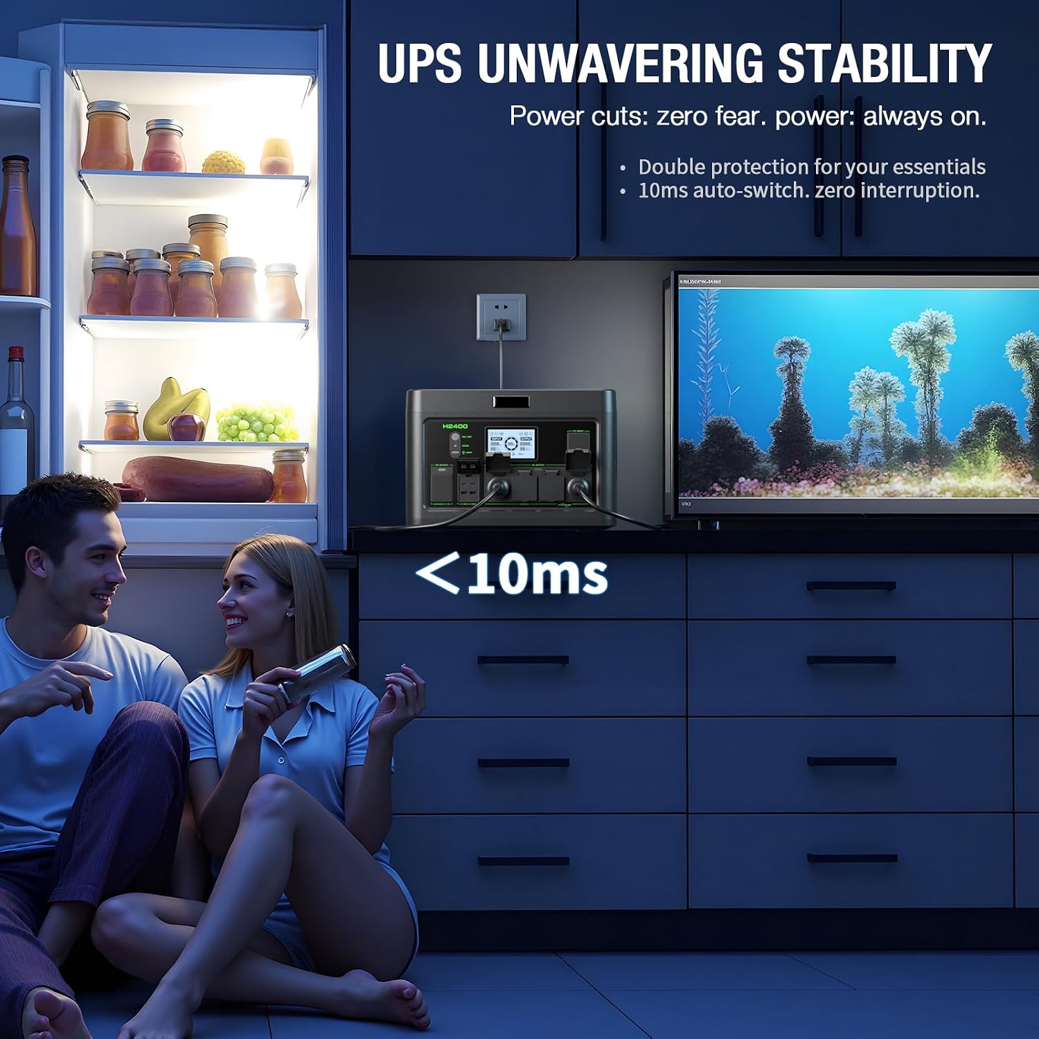 Portable Power Station 2400W (Peak 4800W), 1843Wh LiFePO4 Solar Generator, 12 Outlets with 100W USB-C PD Fast Charging, Pure Sine Wave AC for Home Backup, RV Camping, Emergency & Off-Grid Living