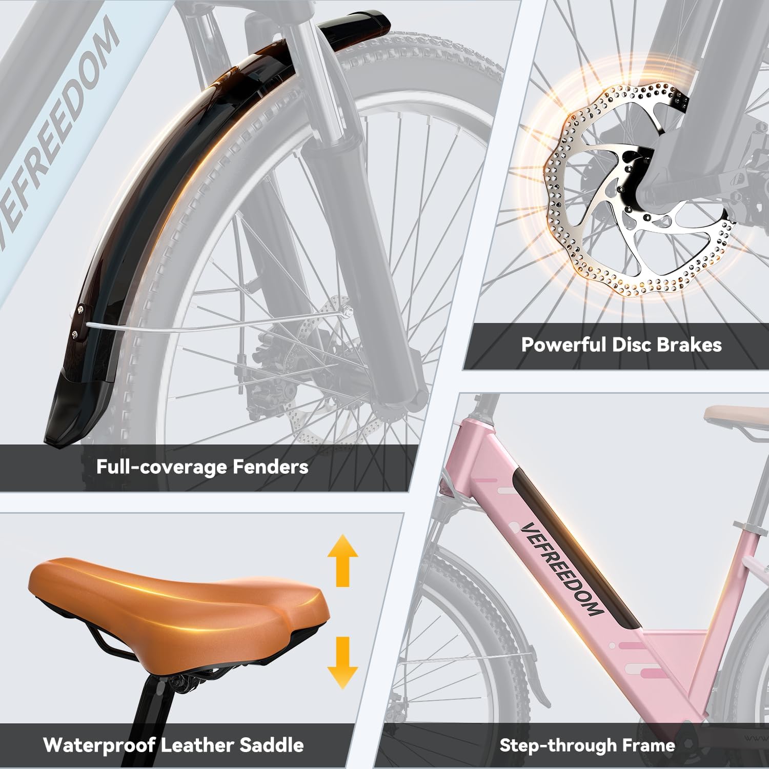Electric Bike for Adults 1000W 1500W Peak Motor 15AH 20AH Removable Battery 70Miles 80Miles UL 2849 Certified Electric Commuter Bike Front Suspension Ebike