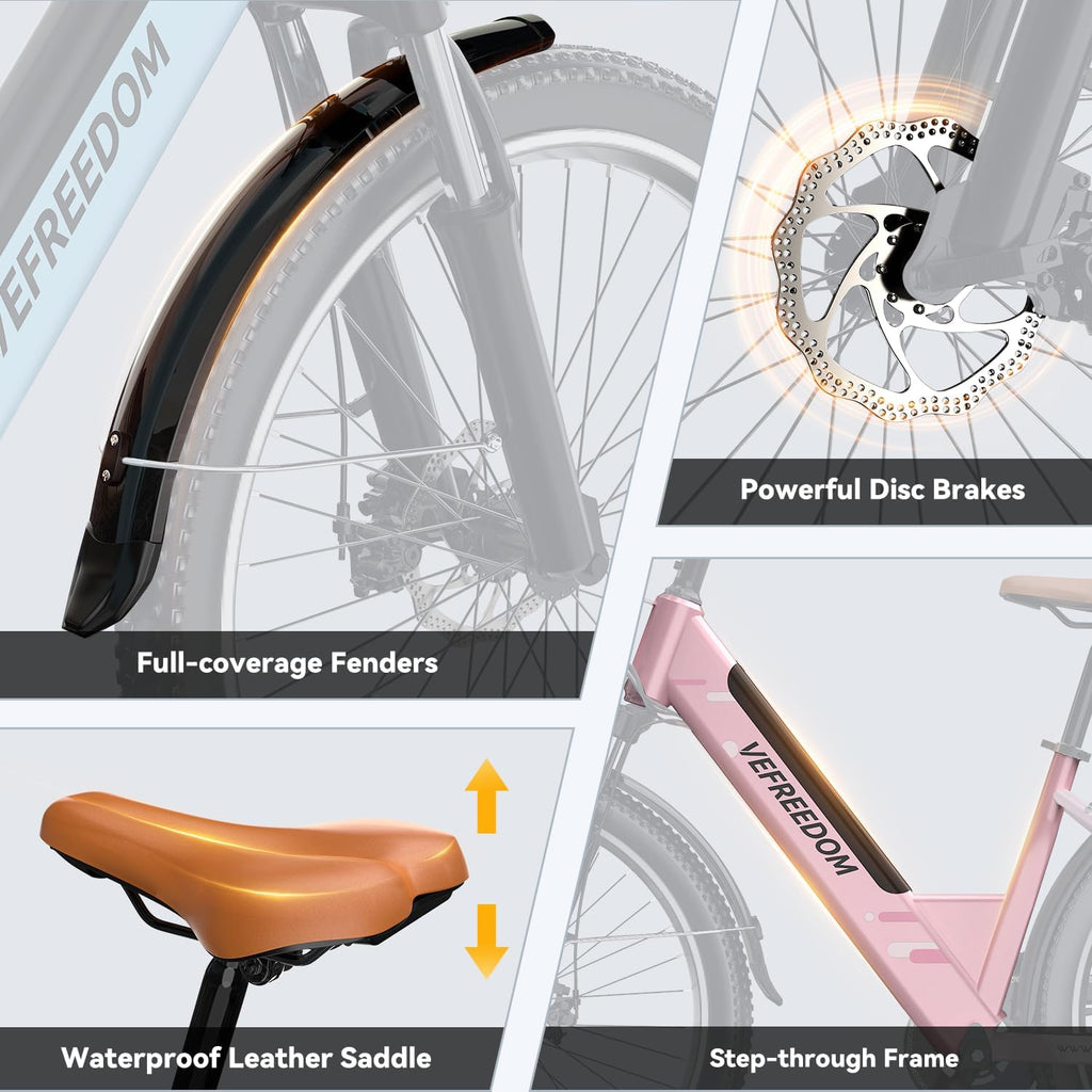 Electric Bike for Adults 1000W 1500W Peak Motor 15AH 20AH Removable Battery 70Miles 80Miles UL 2849 Certified Electric Commuter Bike Front Suspension Ebike