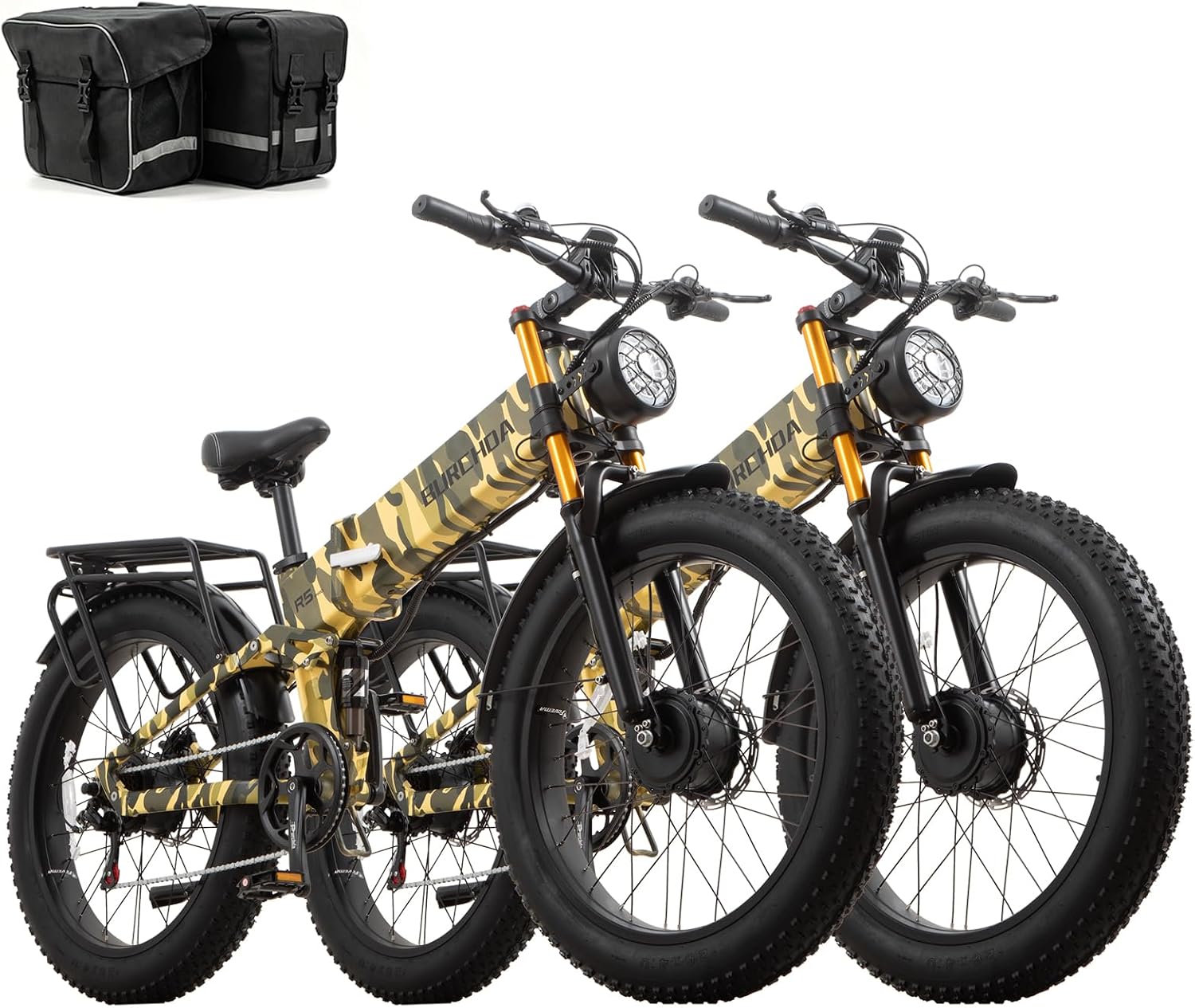 2026 Dual Motor Electric Bike for Adults AWD 5000W/3000W Peak 40 MPH/30 MPH E Dirt Bike, 52V/48V Removable Battery 65/80/150 Miles Max Long Range with Full Suspension 26' Fat Tires Mountain Bike