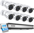 ZOSI 16 Channel Wired Security Camera System with 4TB HDD, 8 x 1080P Weatherproof Metal CCTV Cameras with Audio, AI Human/Vehicle Detection, 120ft Night Vision, 16CH DVR for Business 24/7 Recording