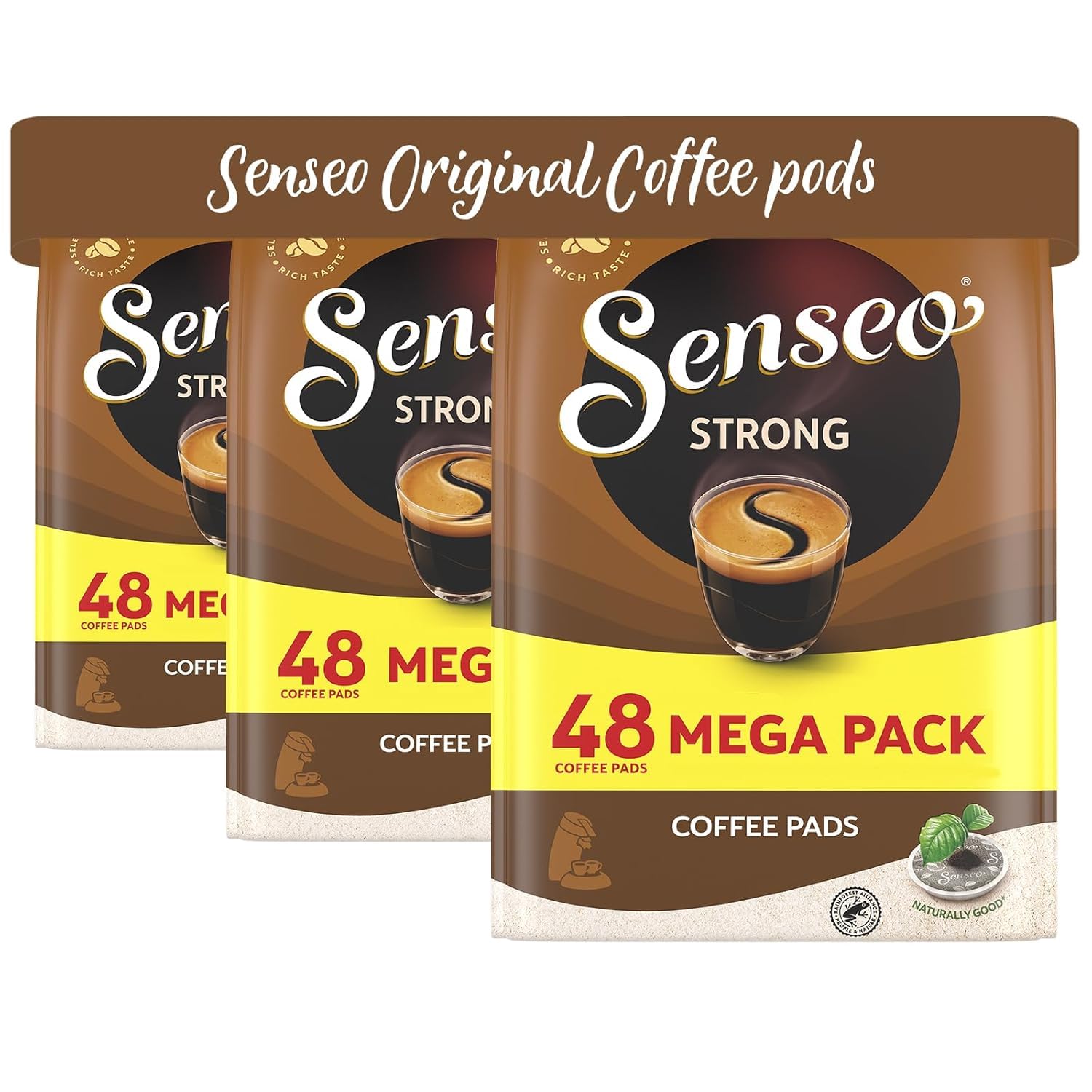 Senseo Strong Dark Roast Coffee Pods – 144 Count (3 Packs) – Bold & Intense Flavor with Rich Crema – Single-Serve Coffee Pads Compatible with Senseo & PeleCom Machines