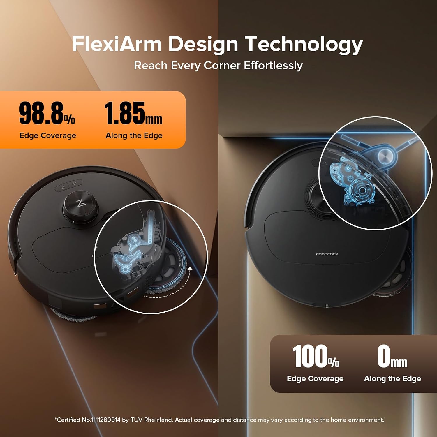 roborock Qrevo Master Robot Vacuum and Mop Combo, 10,000Pa Suction, FlexiArm Design Side Brush & Mop, Self-Emptying&Refilling, Dock Self-Cleaning, Black (Renewed)