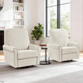 360° Swivel Rocker Recliner Chair with Upholstered Backrest, Small Rocking Recliner for Small Spaces, Chenille Fabric Glider Recliner Nursery Chair (Chenille-Beige, Two Chairs)