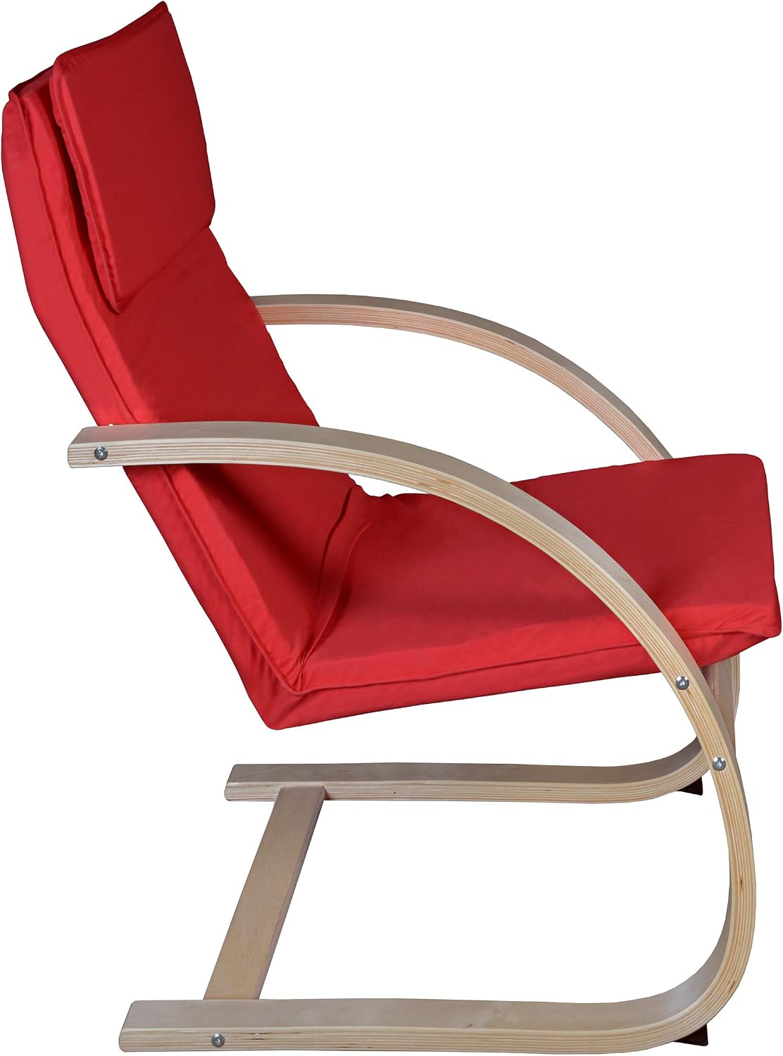 Niche Mia Bentwood Reclining Rocking Chair – Lightweight, Ergonomic & Durable with Washable Cotton Cover, Sturdy Cantilever Frame for Home, Office & Nursery (Natural/Red)