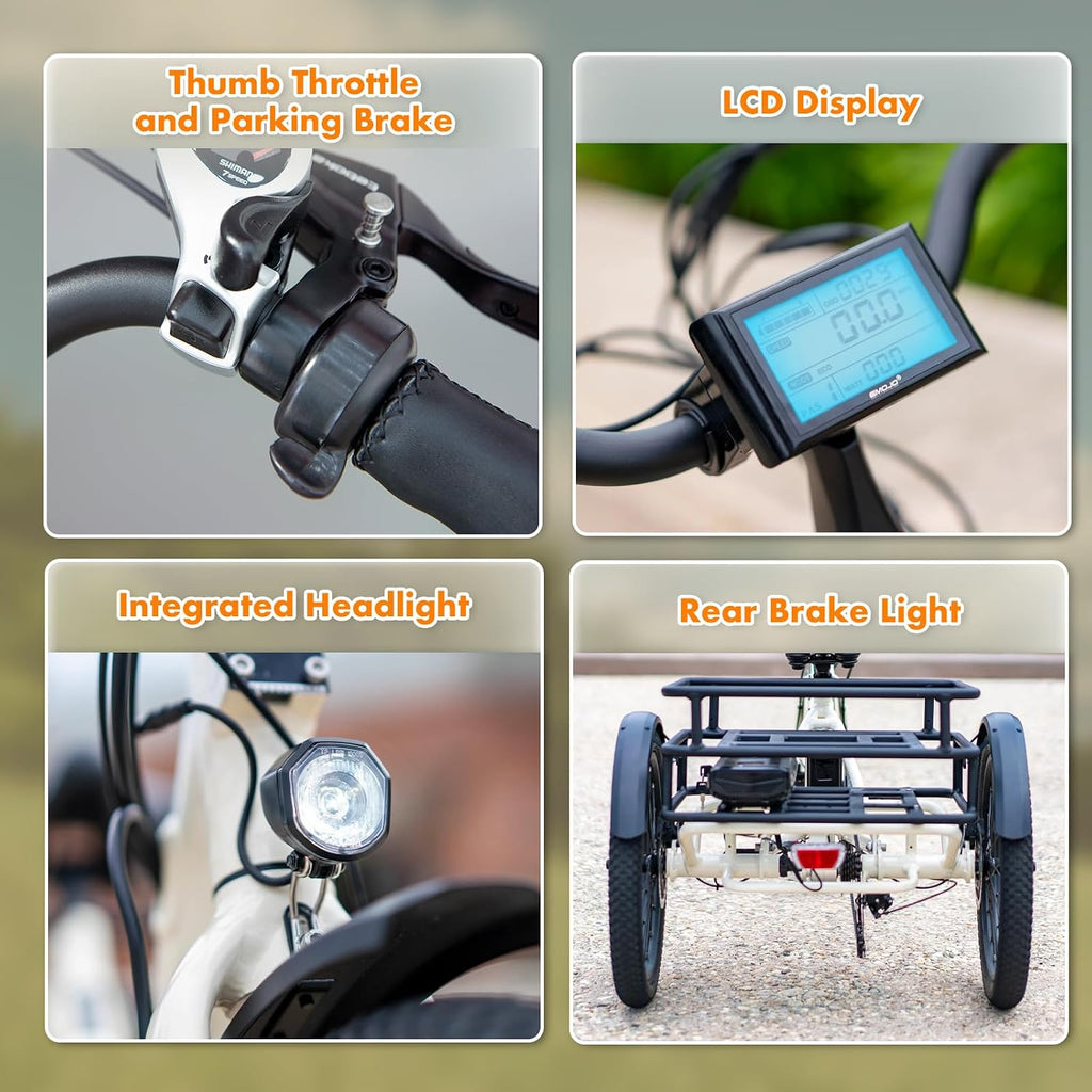 EMOJO Bull Trail 8.5' Low Step Through Electric Tricycle for Adults Up to 100 Miles Long Range Ebike Trike with Differential 500W 7 Speed 20MPH Three Wheel Electric Bike