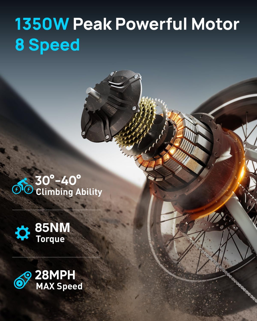 PUCKIPUPPY Electric Bike for Adults 1350W Peak, 28 MPH, 48V 20AH Battery Ebike, 26'x4' Fat Tire Full Suspension Electric Mountain Bike, 80 Miles Range, 8 Speed, Torque Sensor Labrador Pro