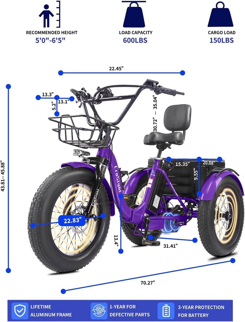 2.0 Electric Tricycle for Adults, 20'x4' Fat Tire Folding Electric Trike, 750W 48V 20.8Ah Long-Range Battery, Built-in Speaker, USB Port, 20MPH 75KM 7 Speed, 3 Wheel E-Trike
