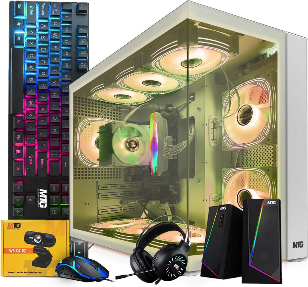 MTG Khuno Gaming Tower PC- Intel Core i5-8th Gen, RTX 2060S 8GB 256bits, 16GB ARGB Ram, 1TB Nvme, RGB Gamer Bundle Combo, Webcam, Win 11 Home