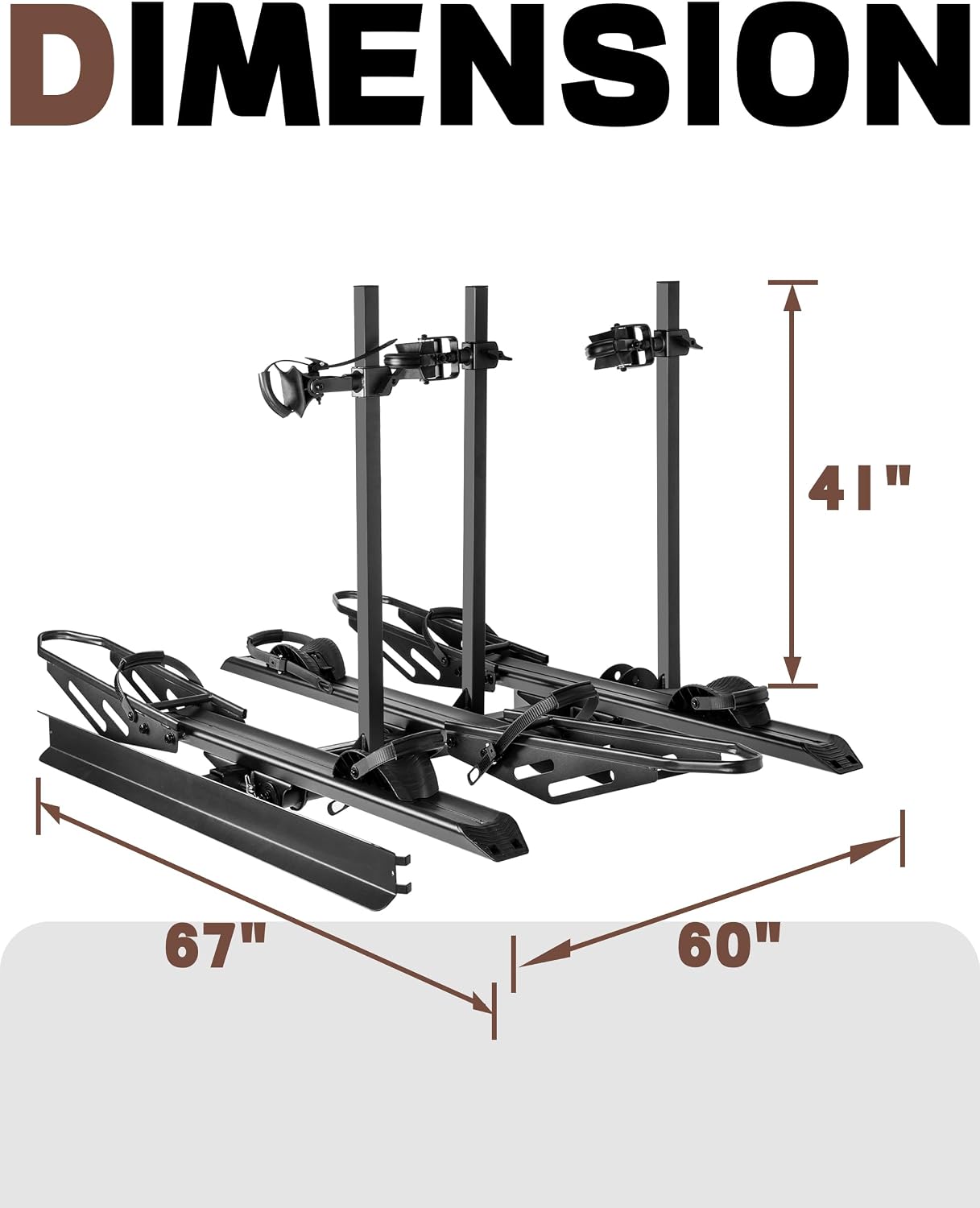 Young 250LBS. Capacity Foldable Aluminum 3-Ebike Rack with Ramp for Car SUV RV Truck Trailer and Van, Fits up to 5' Fat Tire Width and 50' Wheelbase, Ebike Carrier Rack for 2' Receiver