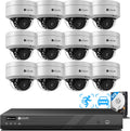 4COVR 12MP 16 Channel PoE Security Camera System, Human/Vehicle Detection, 12Pcs IK10 Vandal-Proof 12MP Wired Commercial Dome IP Camera IP67, 16CH NVR 4TB, Business Surveillance Outdoor, LY54AXAM1612