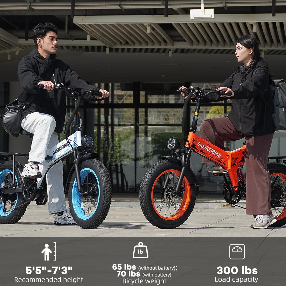 SASIKEIBIKE 1500W Electric Bike for Adults Full Suspension,48/52v 20AH Electric Dirt Bike with 20' x 4.0 Fat Tire,70 Miles Electric Bicycle, Ebike for Snow, Mountains, Road UL Certified