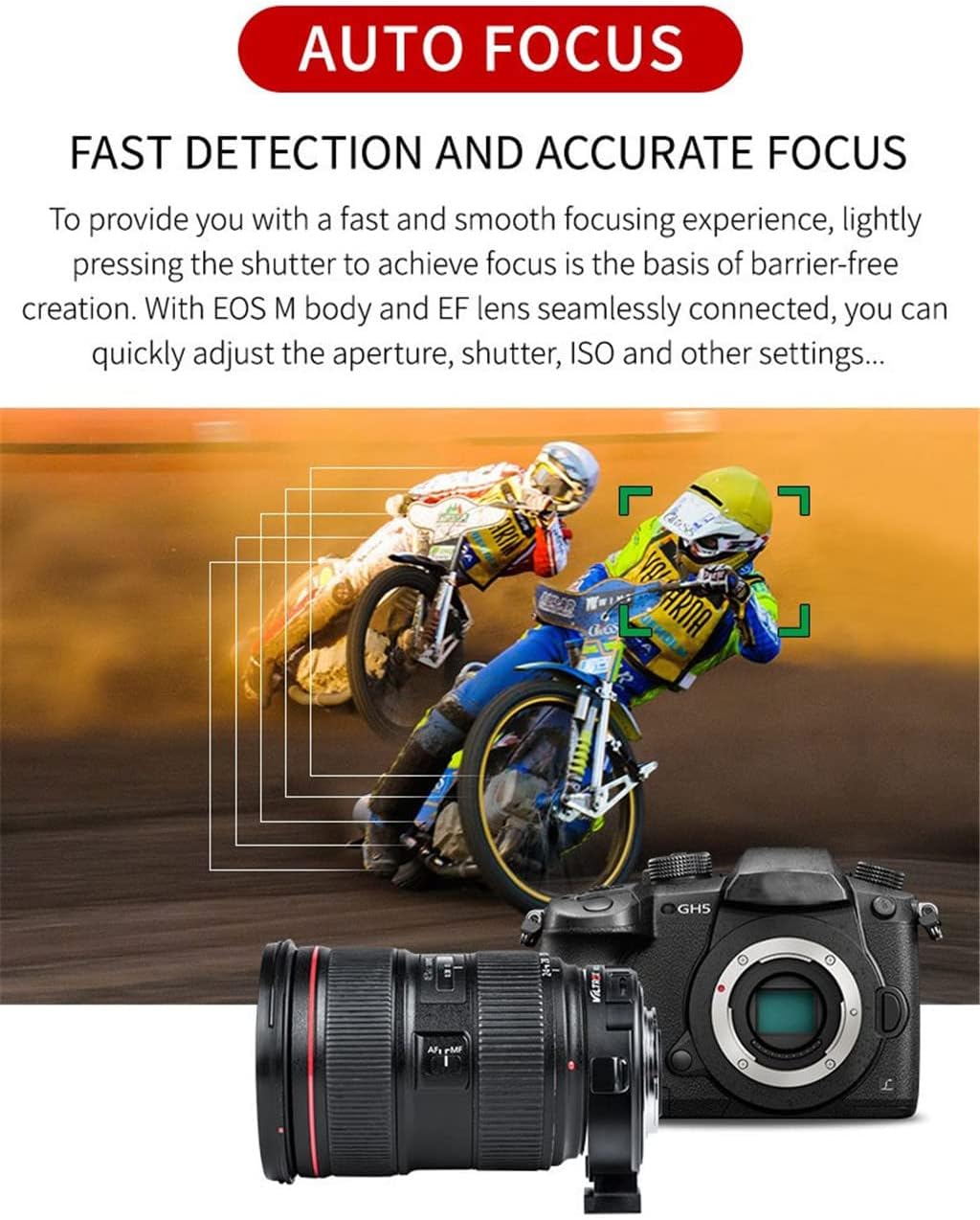 VILTROX EF-M2II 0.71x Speed Booster Focal Reducer Lens Adapter Auto Focus for Canon EF Lens to M43 Mount Camera GH4 GH5 GF6 GH5M2 G100 G95 G85 OM-1 EM-1 E-M1X E-M1 iii E-M5 iii E-M10 iv E-M10 iii