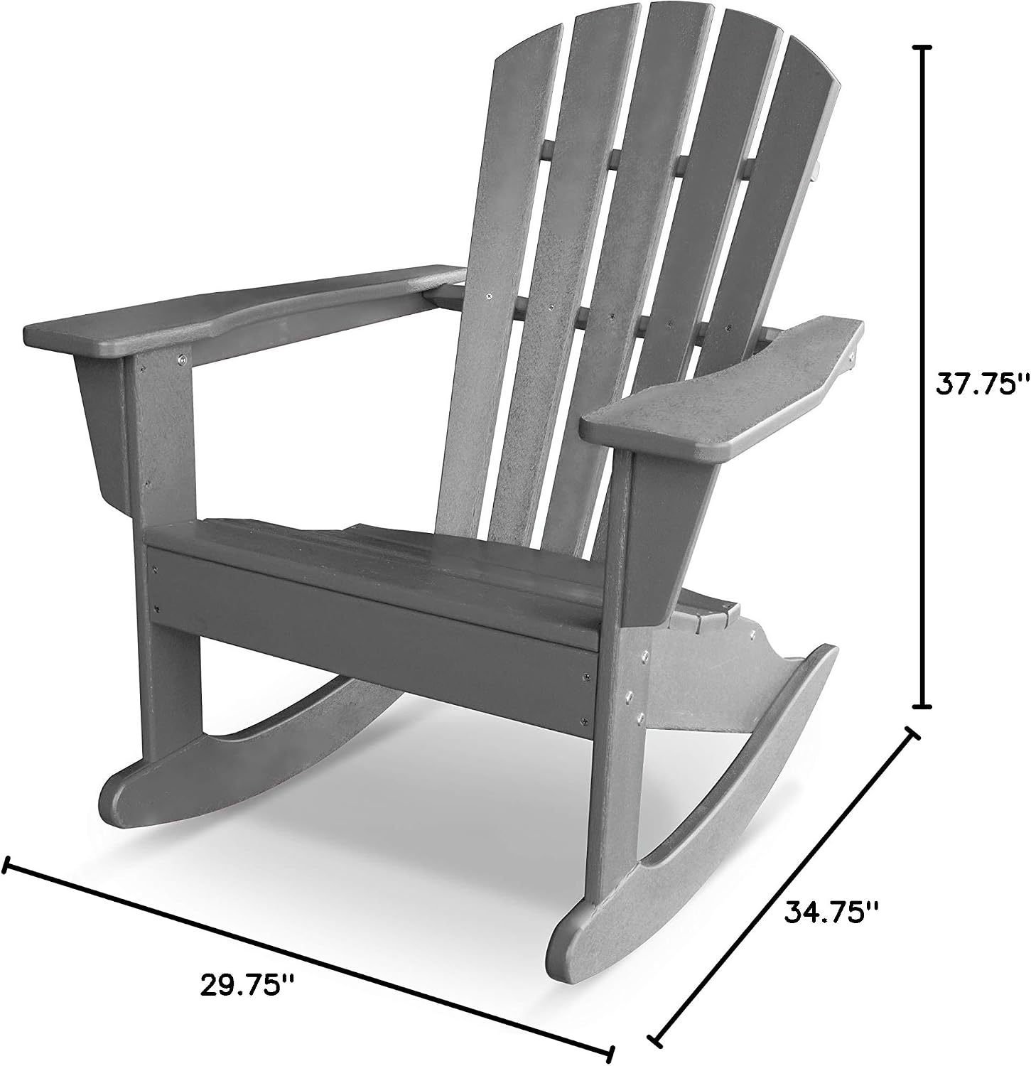 POLYWOOD® Palm Coast Adirondack Rocking Chair, Slate Grey - Adirondack Chair Wood, Wood Beach Chair, Bonfire Chairs, HDPE Patio Furniture