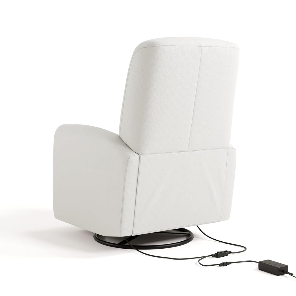 Graco Bellwood Power Recliner Swivel Glider (Ivory Basketweave) – Electronic Power Recliner for Nursery, Includes Dual-USB Charging Port for USB-A & USB-C, Glider Rocking Chair with Full Recline