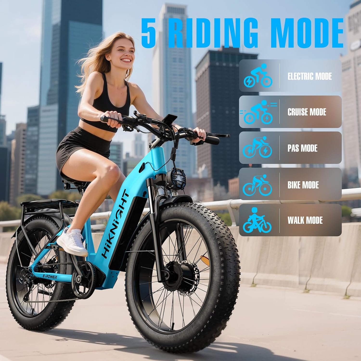 Electric Bike for Adults, 3000W Peak Dual Motor 52V 20AH Battery E Bike 26' x 4.0' Fat Tire Electric Mountain Bike Step-Thru Electric Bicycle for Women Men, Up to 38MPH