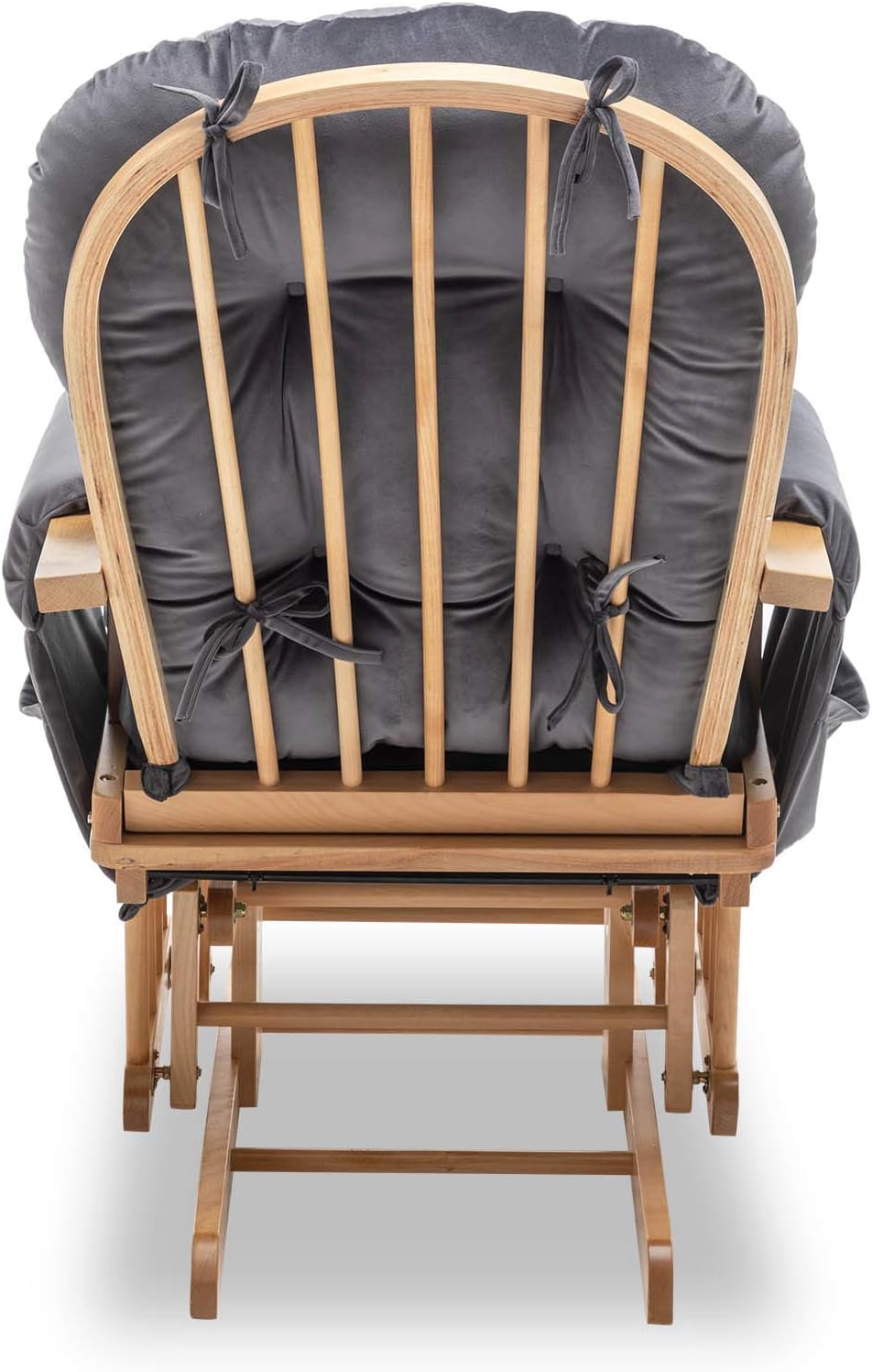 Paddie Glider Rocker Replacement Cushions Velvet with Storage, Rocking Chair Cushion Set with Ties, 5PCS, Dark Grey