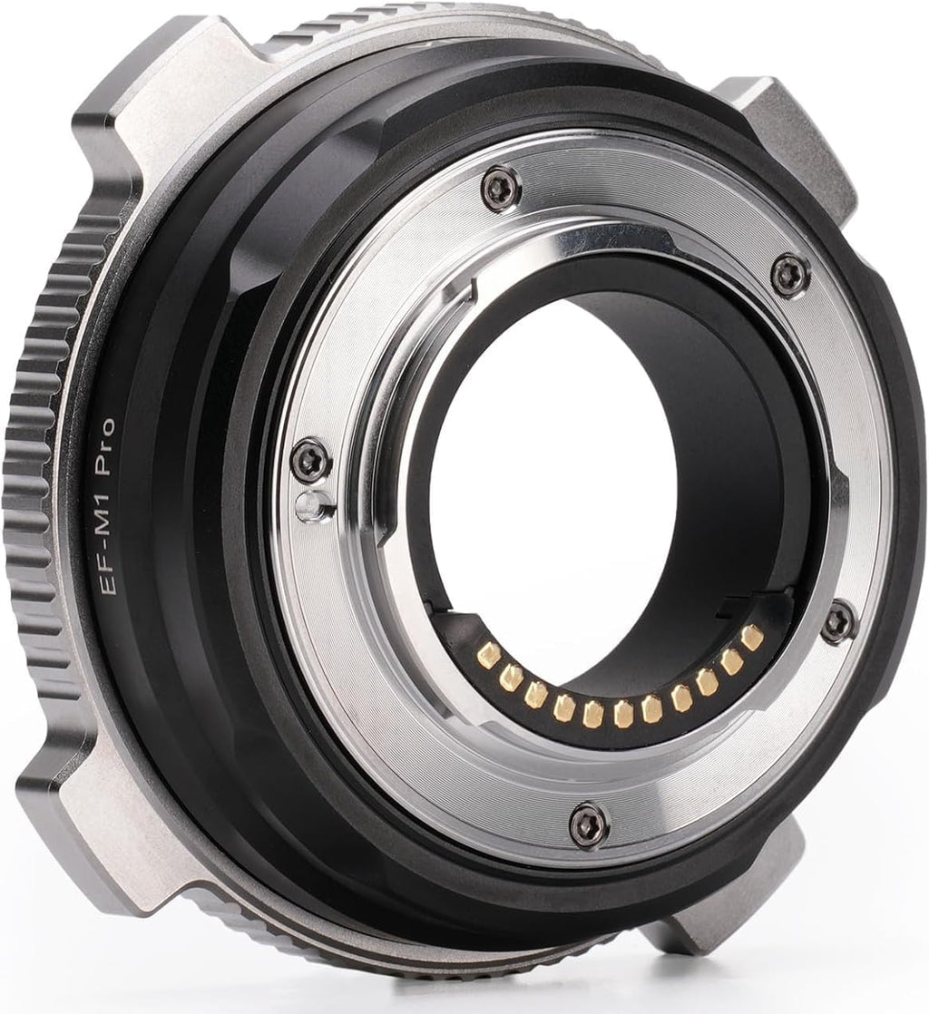 EF-M1 Pro AF Metal Lens Adapter Ring Compatible for Canon EF Lens to M4/3 Camera Iumix g gf gh gx, oIympus e-m e-p e-pl e-pm Pen-f, bmpcc 4k (MFT-Mount)