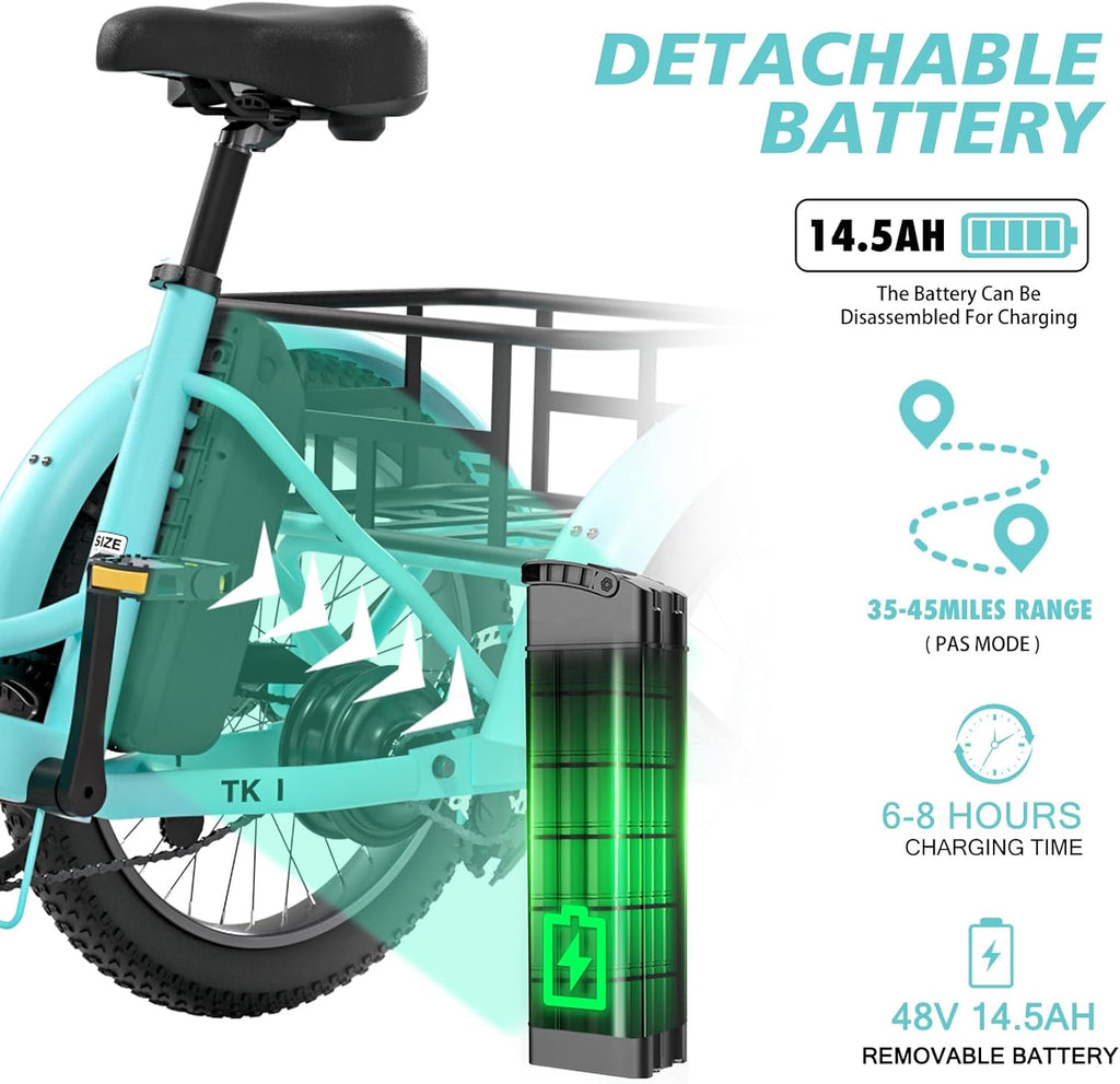 ABORON Electric Tricycle for Adults, 750W 48V Electric Trike/Suspension Fork,Three Wheel Electric Bicycle/48V 14.5Ah Removable Battery, 7 Speeds Fat Tire Electric Tricycle with Large Basket