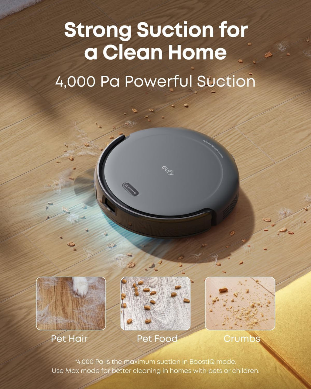 eufy Robot Vacuum C10 with Self Emptying, 8 Weeks Hands Free, Smart Mapping with LiDAR Navigation, 2.85-Inch Slim Design, Powerful Suction, Edge Expansion Brush for Pet Hair +Replacement Accessories