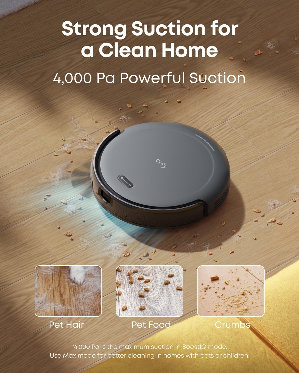 eufy Robot Vacuum C10 with Self Emptying, 8 Weeks Hands Free, Smart Mapping with LiDAR Navigation, 2.85-Inch Slim Design, Powerful Suction, Edge Expansion Brush for Pet Hair +Replacement Accessories