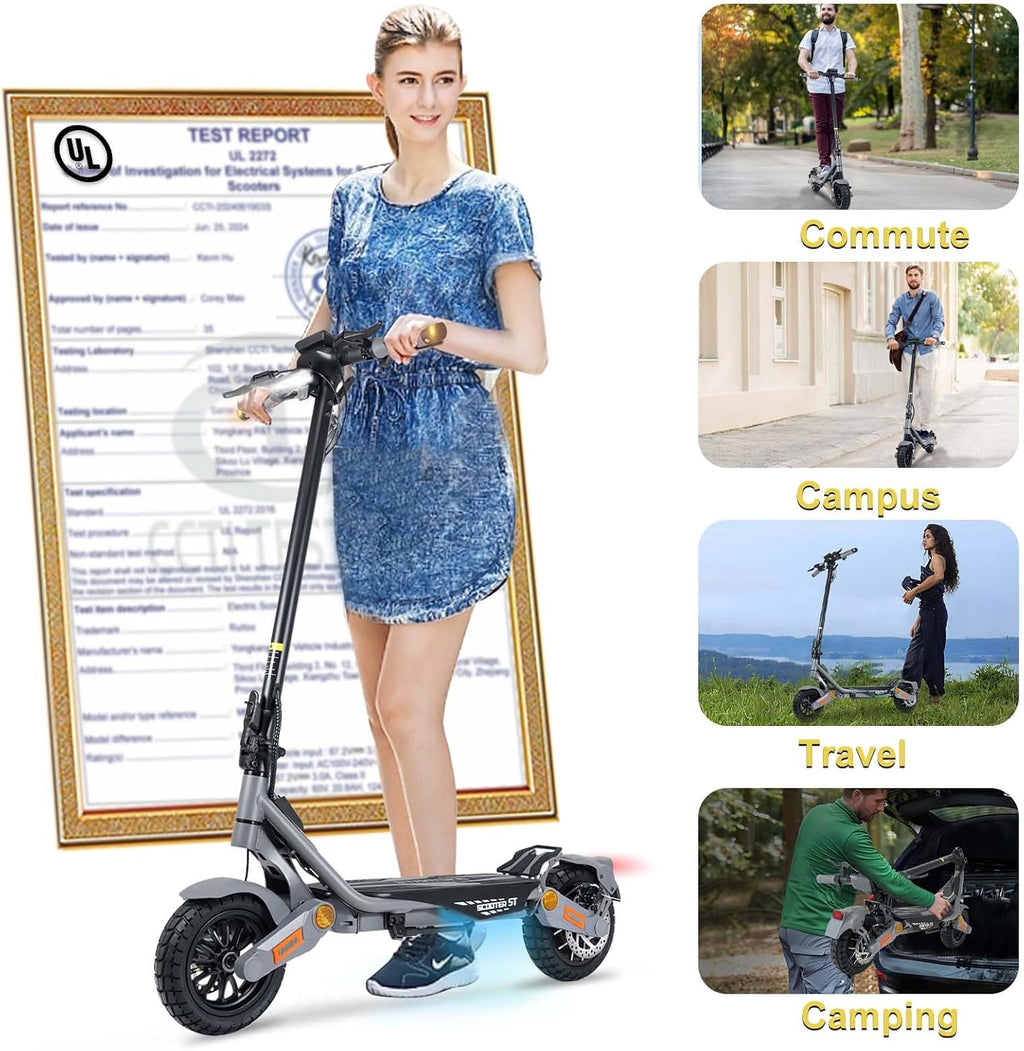 Electric Scooter for Adults, 5600W/1500W/1200W/800W Motor Fast Electric Scooter, 46/40/35 MPH Top Speed, 27Ah/20.8Ah/15.6Ah Battery, 10/11' Off Road Tire Foldable E-Scooter for Commuter Outdoor campus