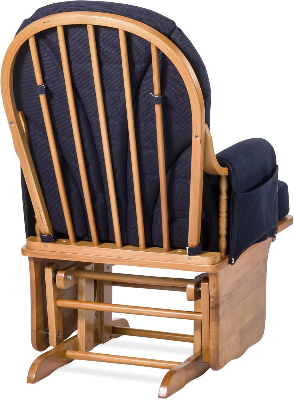 Foundations Lullaby Wood Base Glider Rocker - Baby Feeding and Rocking Chair for Nursery, Daycare Environment - Nursery Rocking Chairs with Padded Foam Arm Rests - (Natural/Blue)