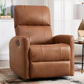 ANJ Manual Swivel Rocker Recliner, Glider Recliners with Padded Armrest and Backrest, Soft Leather Nursery Rocking Recliner Chair Reclining Sofa for Living Room