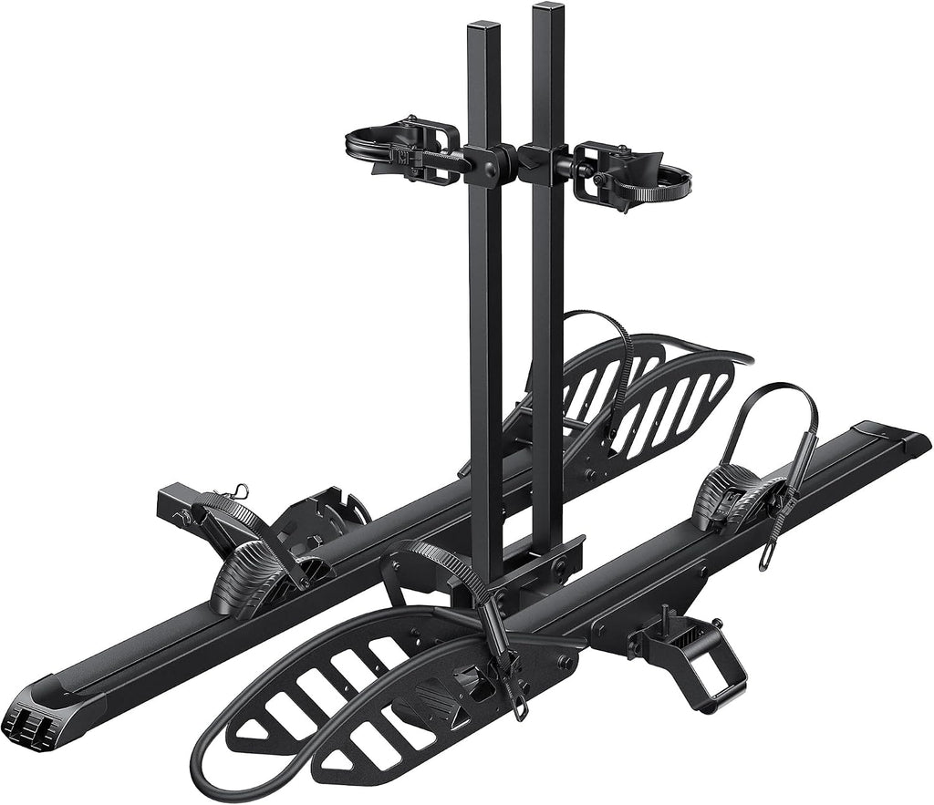 Bike Rack for Car Hitch Mount - Young Electric 2 Ebike Rack Heavy Duty Platform Carrier 200lb Capacity, Smart Tilting & One Hand Folding Bicycle Racks for SUV, Minivan, RV, Fits 5-Inch Fat Tires