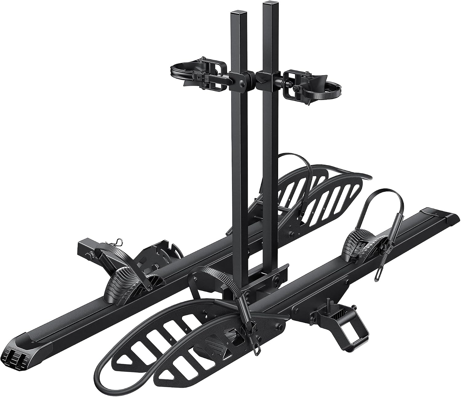 Bike Rack for Car Hitch Mount - Young Electric 2 Ebike Rack Heavy Duty Platform Carrier 200lb Capacity, Smart Tilting & One Hand Folding Bicycle Racks for SUV, Minivan, RV, Fits 5-Inch Fat Tires