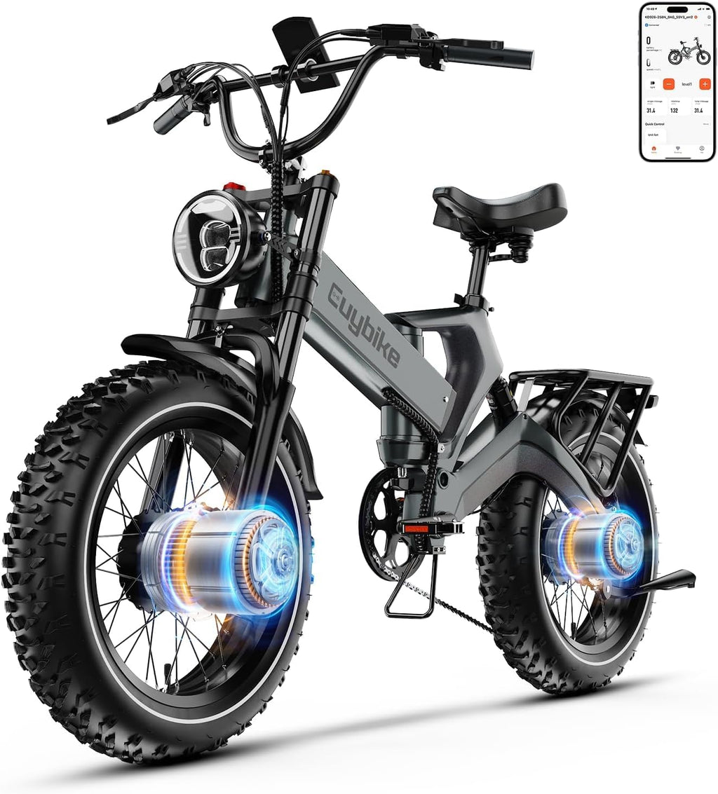 bluebiko 2000W/3000w Peak Electric Bike for Adults, 48V 35AH/52v 30AH Removable Battery, 100+Miles Long Range Foldable Electric Bike, 20'x4.0' Fat Tire, All Terrain Ebike