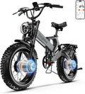 bluebiko 2000W/3000w Peak Electric Bike for Adults, 48V 35AH/52v 30AH Removable Battery, 100+Miles Long Range Foldable Electric Bike, 20'x4.0' Fat Tire, All Terrain Ebike