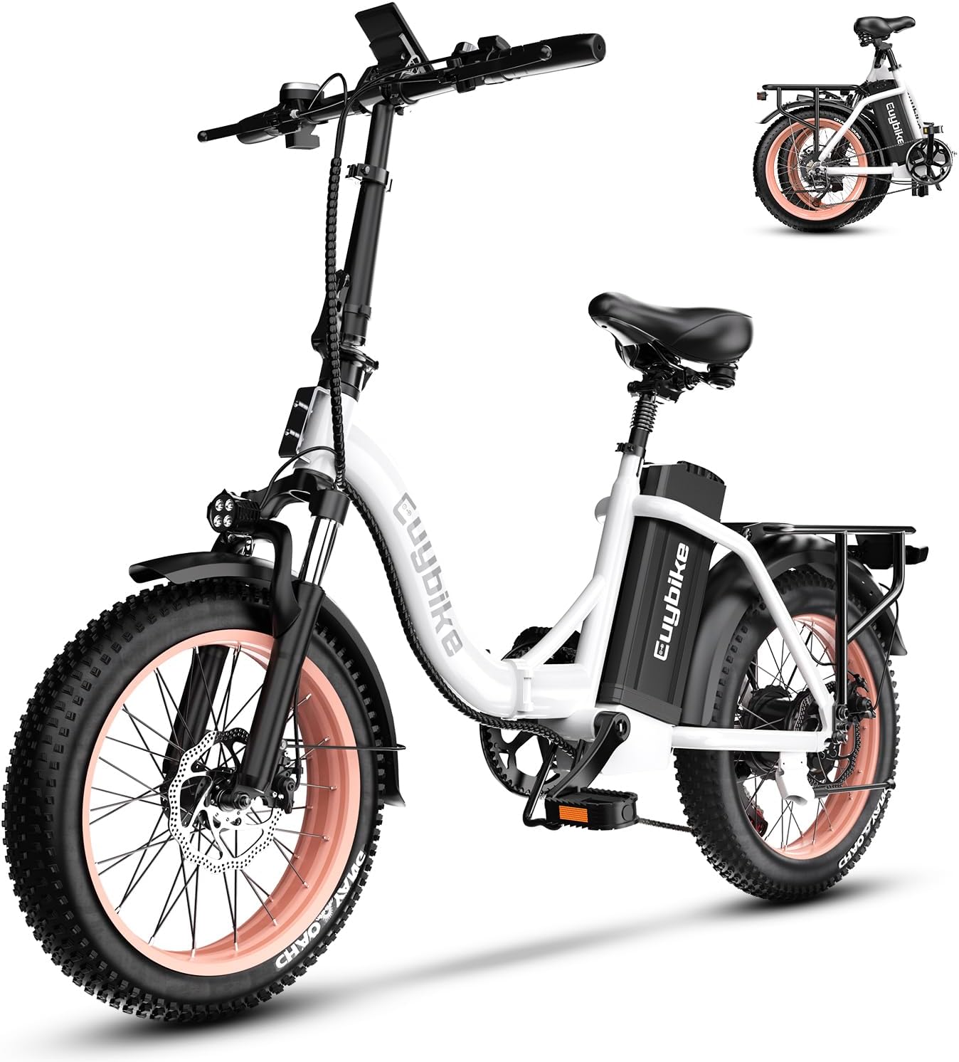 1000W Folding Electric Bike,48V 20AH Removable Battery E Bike,80 Miles Max Range Electric Bike for Adults,20' Fat Tire Foldable ebike,Adult Electric Bicycle for Commute Beach Snow