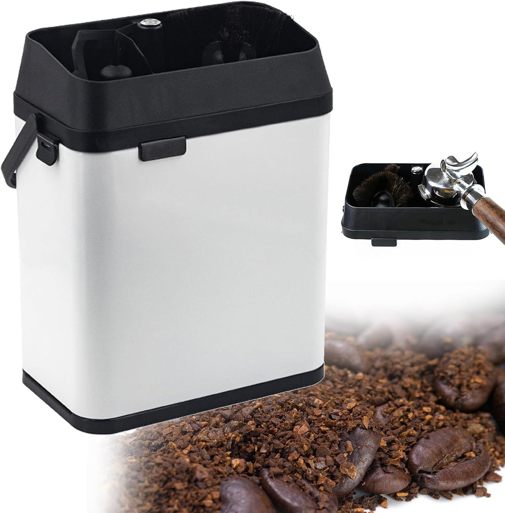 Coffee Portafilter Cleaner,Electric Automatic Coffee Grounds Cleaner for Espresso Machine Handle,with 2 Scrapers and 1 Brush Head,for Home (White)