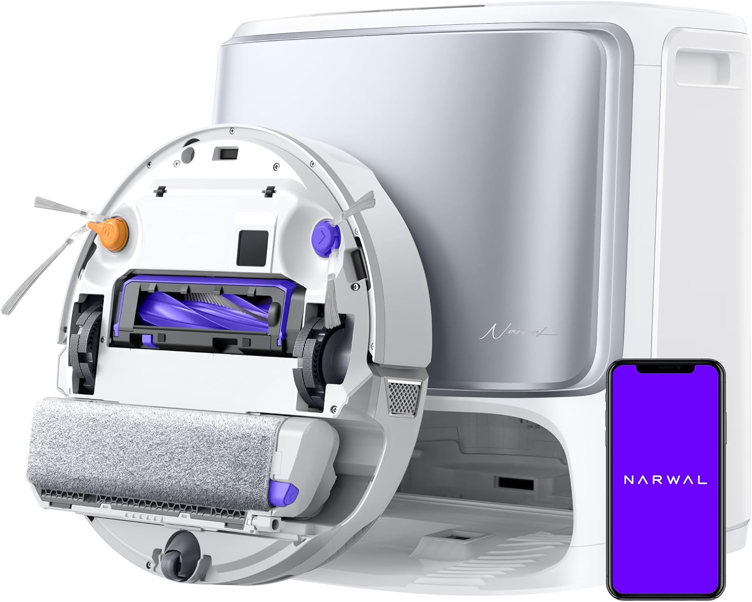 NARWAL Flow Robot Vacuum and Mop Combo, FlowWash Real-Time Self-Cleaning Track Mop, 22,000 Pa Suction, Dual-Camera AI Obstacle Avoidance, Carpet & Edge Cleaning, Self-Emptying Robot Vacuum (Renewed)
