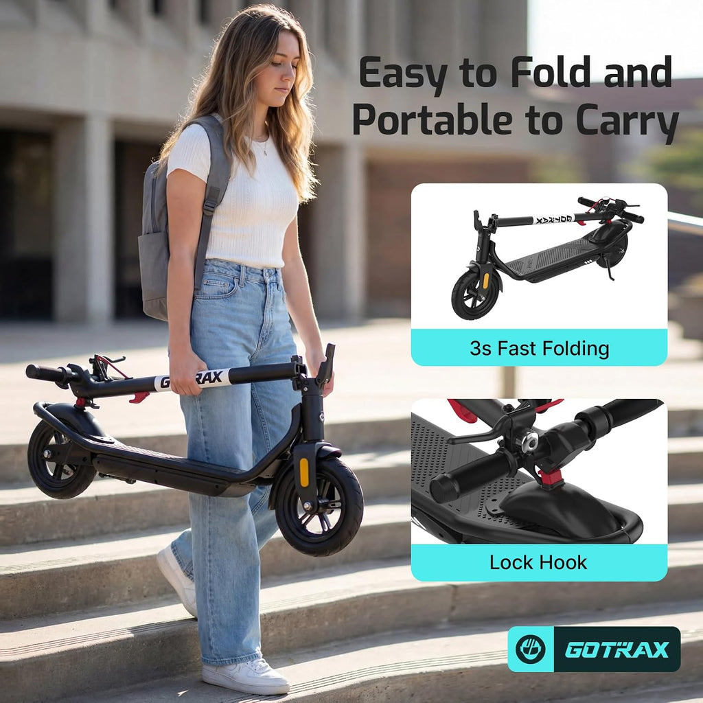 Gotrax Electric Scooter for Adults, Max 12 Mile Range & 15.5Mph by 250W Motor, 8.5' Front Air & Rear Solid Tires, Max Load 220lbs & Big Display with Cruise Control, Foldable EScooter EABS & Drum Brake